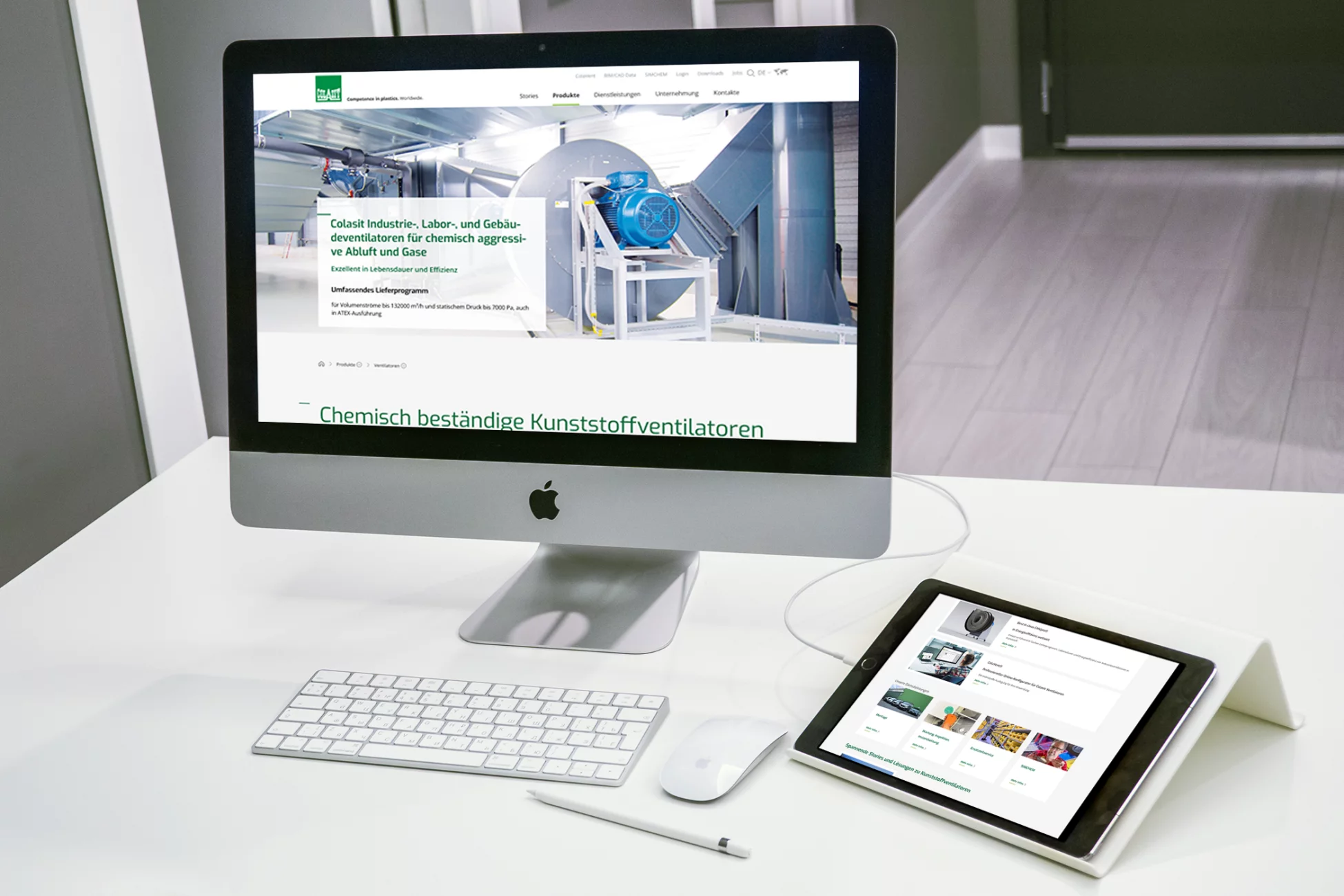 Homescreens Colasit Website Homescreens der neuen Colasit Websites auf iMac und iPad