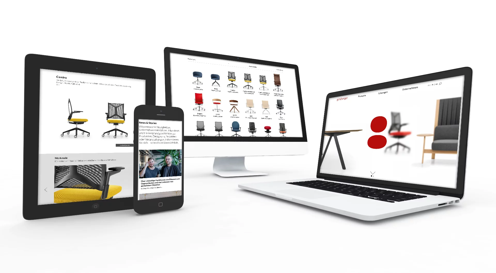 Traditionsfirma Girsberger zeigt ihr Produkt- und Service-Angebot auf verschiedenen Devices plakativ dargestellt