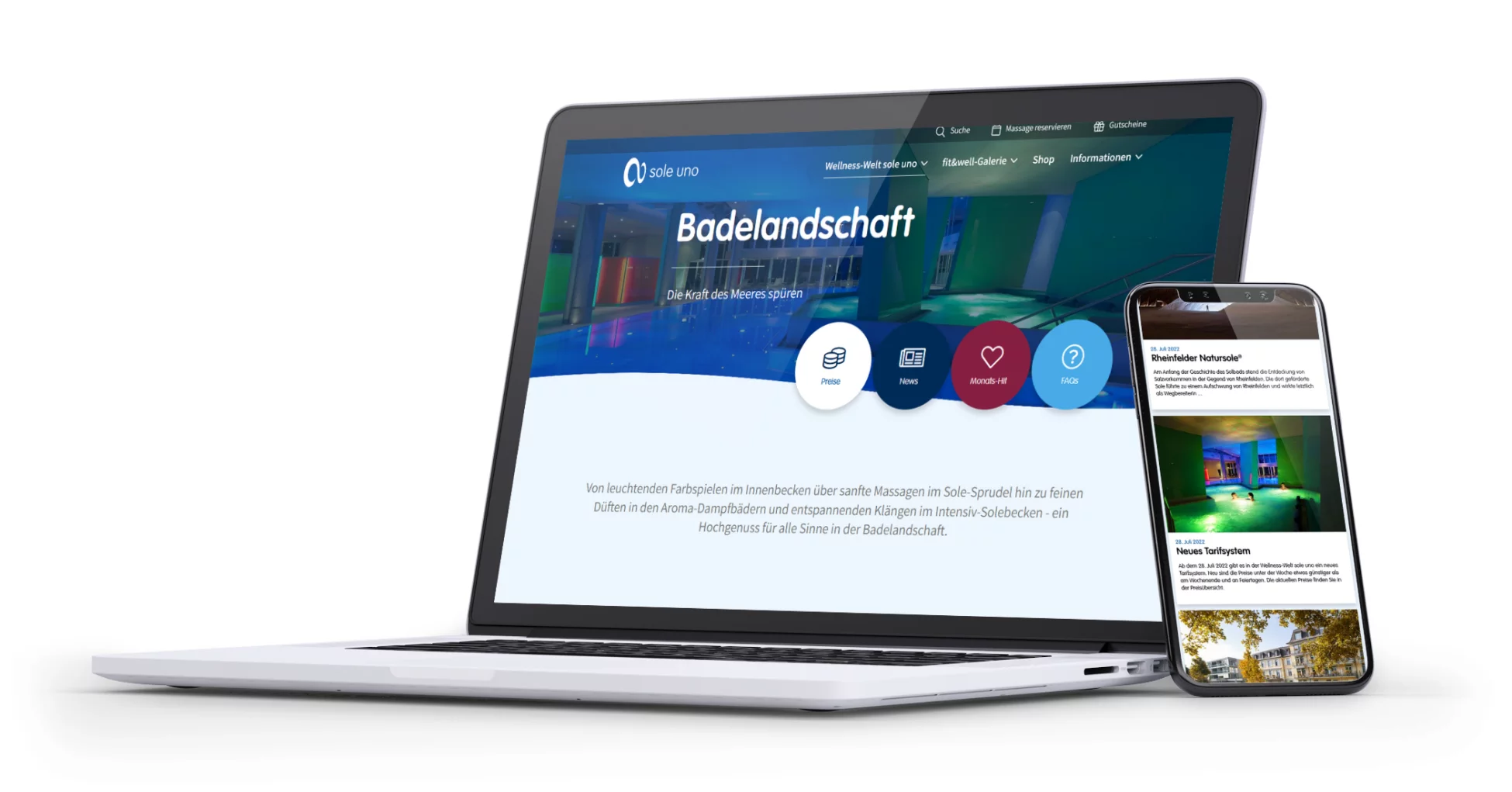 Website von Badewelt Sole Uno in Rheinfelden Neuer TYPO3-Webauftritt der Badewelt Sole Uno Rheinfelden erstellt durch CS2 mit TYPO3 CMS