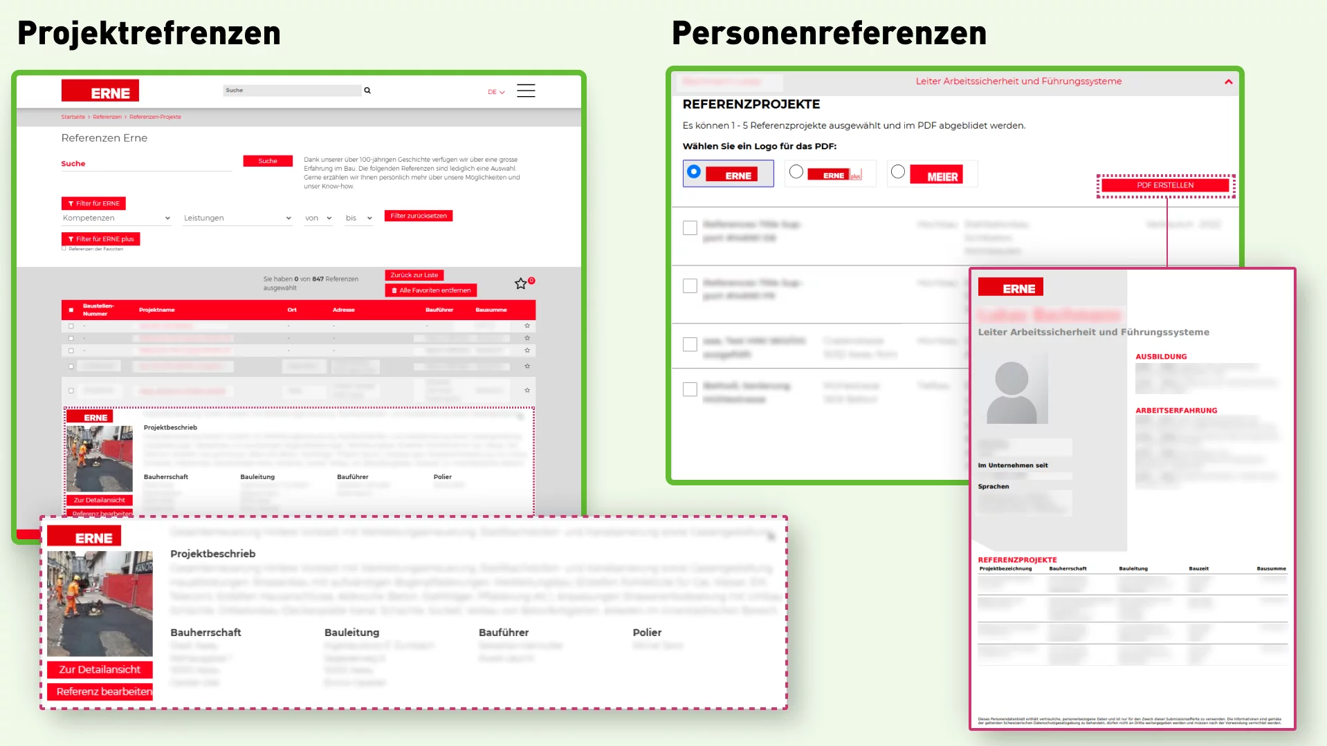 Digitale Projekt- und Personenreferenzen für ERNE by CS2 