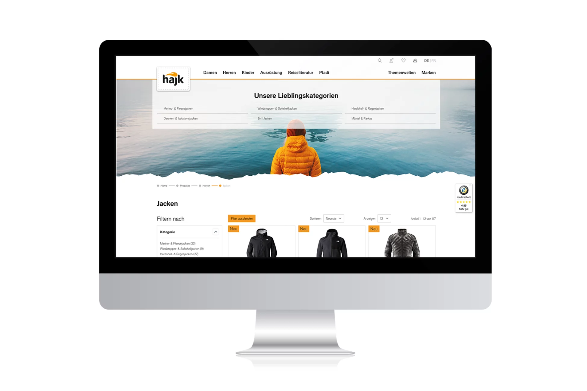 Produkt Übersichtsseite hajk Online-Shop Produkt Übersichtsseite hajk Online-Shop E-Commerce mit Magento und Hyva von CS2