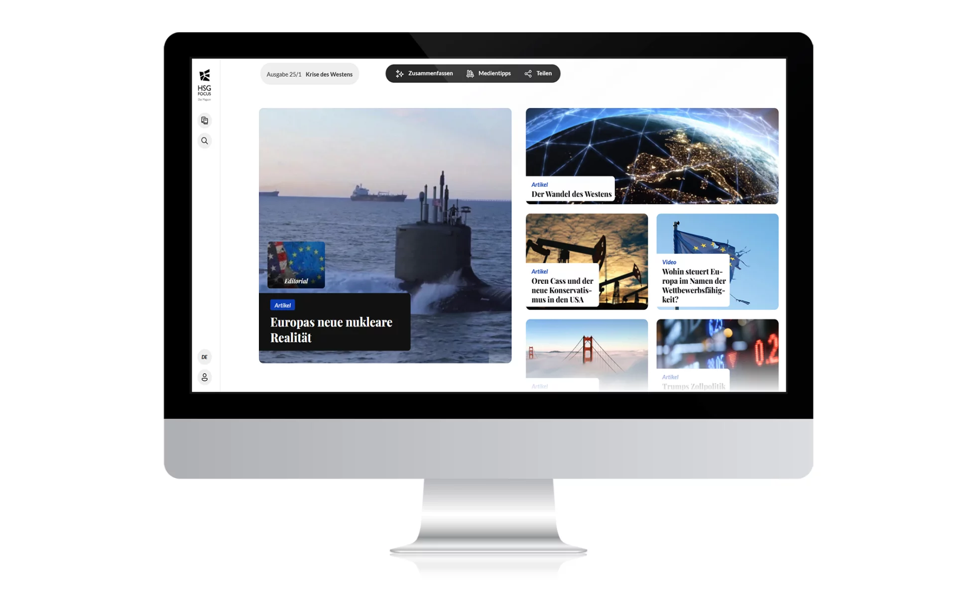 Neuer HSG Fucus nun digital verfügbar hier mit Screenshot auf einem iMac.