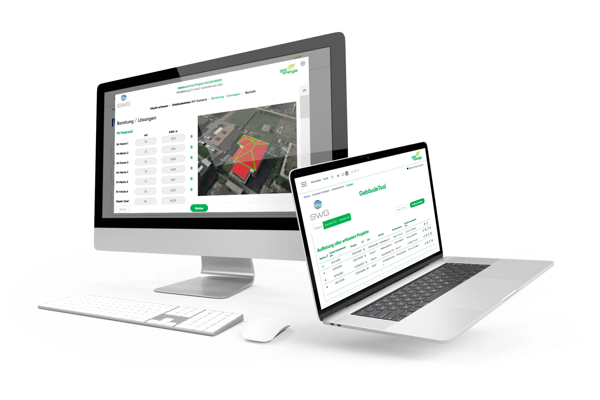 Anwendungsbeispiel digitales Gebäudetool von gazenergie im Partner Extranet | TYPO3 von CS2