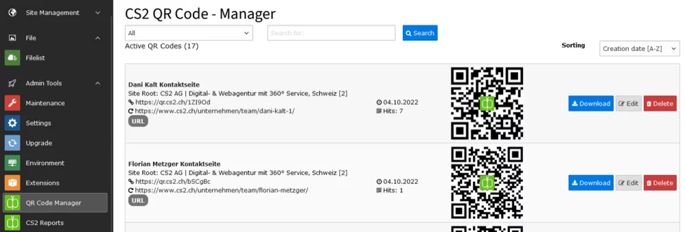 QR Codes generieren ganz einfach im TYPO3 Backend von CS2