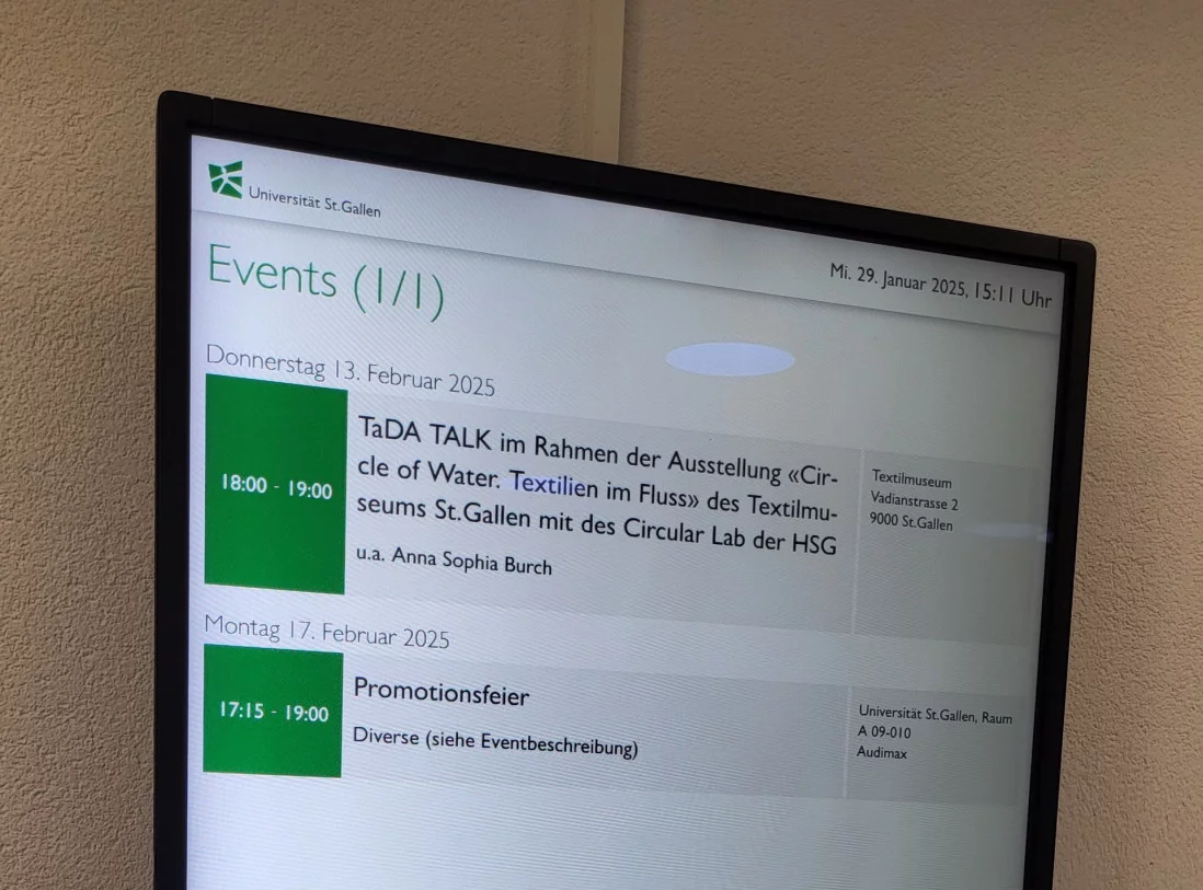 HSG als Vorzeigeobjekt mit dem Einsatz des Infoscreen Moduls von CS2