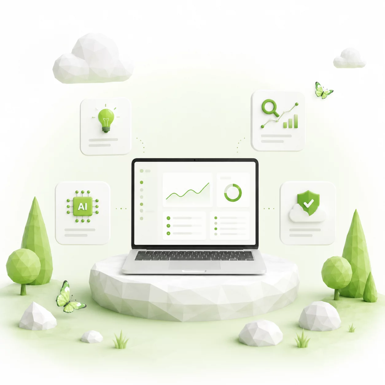 Illustration Web-Applikationen, KI & digitale Systeme – das Angebot von CS2 - FullService