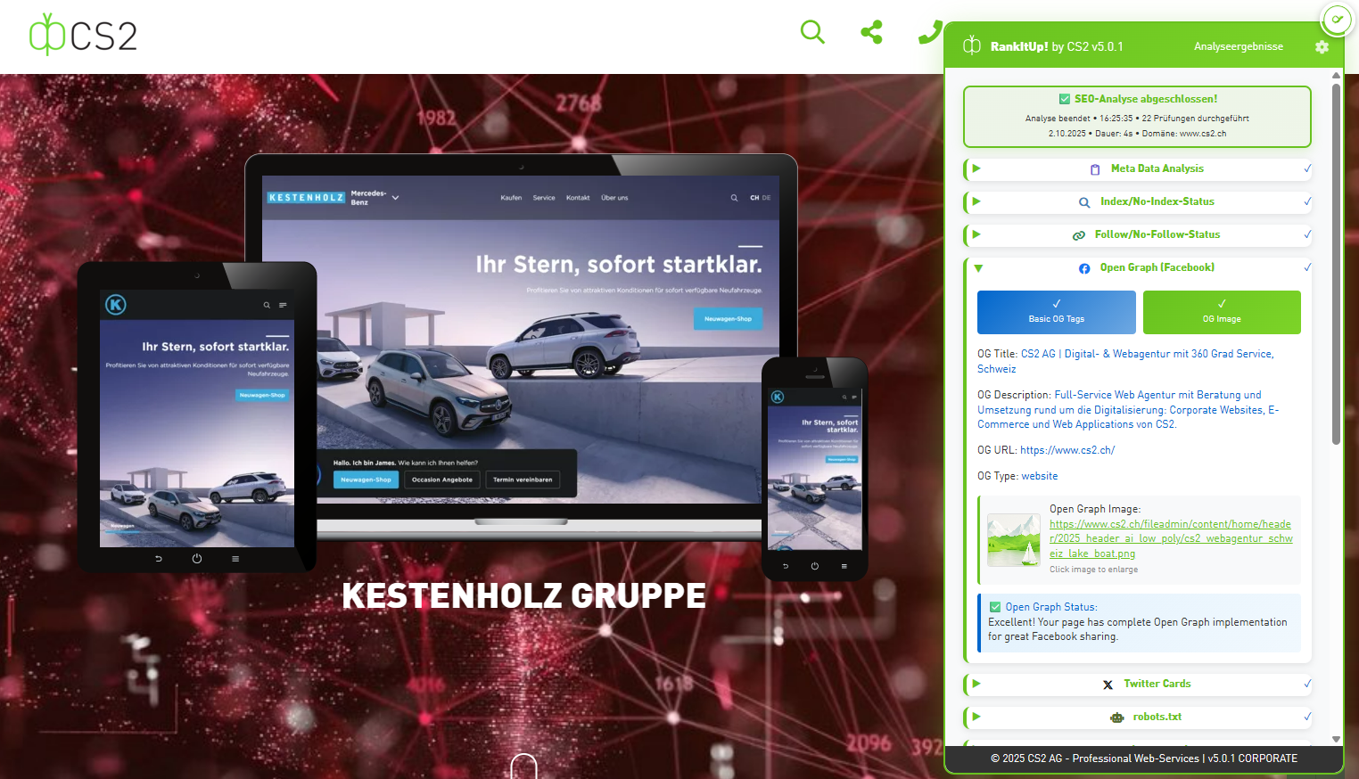 RankItUp! by CS2 im Einsatz auf einer Website
