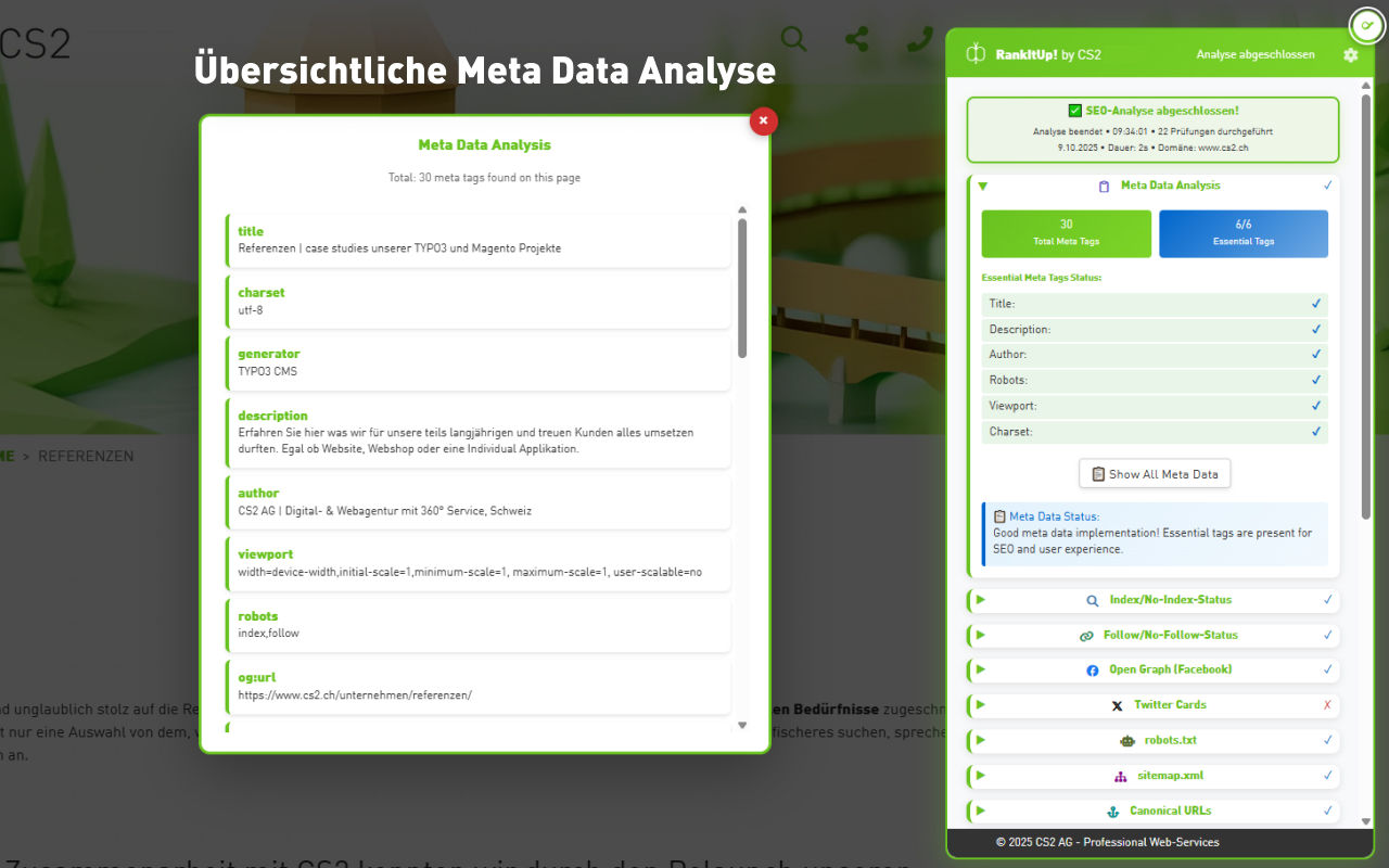 RankItUp! by CS2 Metadaten werden übersichtlich dargestellt